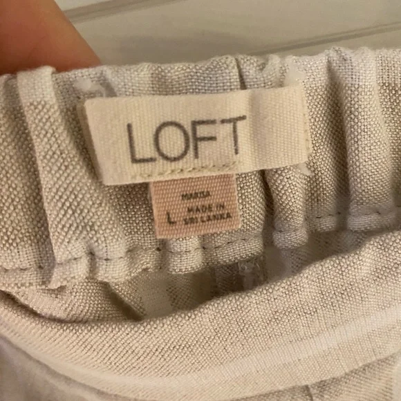 Loft Cropped Wide Leg Linen Pant - Sz L - Picture 3 of 4